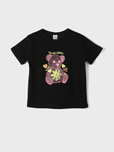 LCW Kids Crew Neck Printed Short Sleeve Girls' T-Shirt - S3HY13Z4-CVL