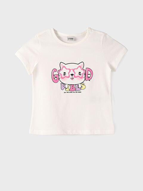LCW Kids Crew Neck Printed Short Sleeve Girls' T-Shirt - S3HY17Z4-FDU
