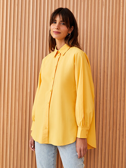 LCW Modest قميص تونيك سادة كم طويل واسع بوبلين للسيدات - S3HY53Z8-V24