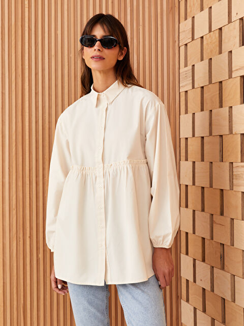 LCW Modest Plain Poplin Women's Shirt Tunic - S3HY66Z8-V49