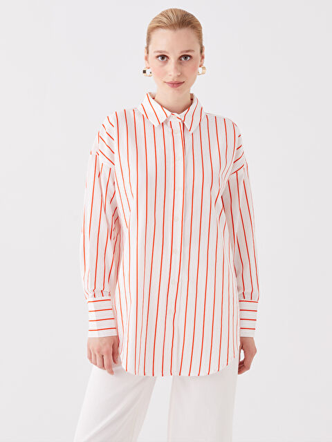LCW Modest Striped Oversize Women's Shirt Tunic - S3I099Z8-LGZ