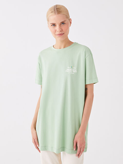 LCW Modest Tunique Pour Femmes Col Rond Imprimée Manches Courtes Surdimensionnée - S3I198Z8-FGX