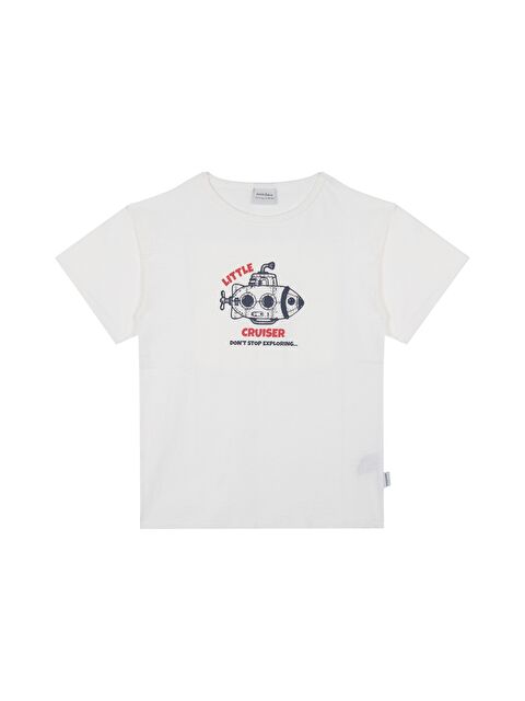ANTEBIES Bisiklet Yaka Baskılı Kısa Kollu Erkek Çocuk Tişört - S3I226Z4-HSF