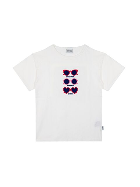 ANTEBIES Bisiklet Yaka Baskılı Kısa Kollu Kız Çocuk Tişört - S3I243Z4-FSX