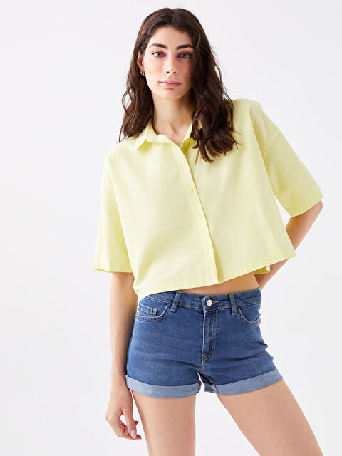 LCW Vision Short Sleeve Oversize Women's Shirt - S3I564Z8-FPM