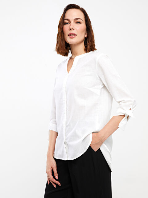 LCW Grace Blouse en Popeline à Encolure Henley pour Femmes - S3I580Z8-KE8