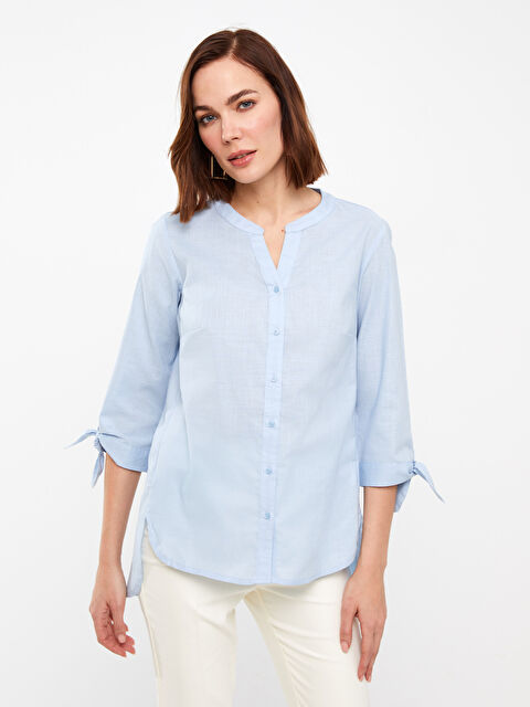 LCW Grace Kaçık Yaka Düz Poplin Kadın Bluz - S3I580Z8-PPZ