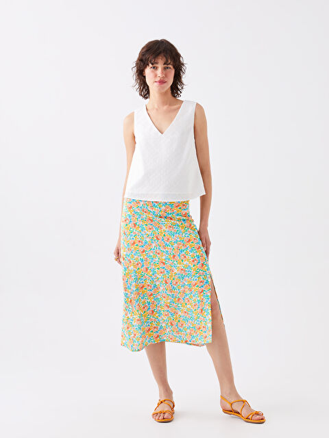 LCW Vision Beli Fermuarlı Çiçekli Kadın Etek - S3ID69Z8-LSR