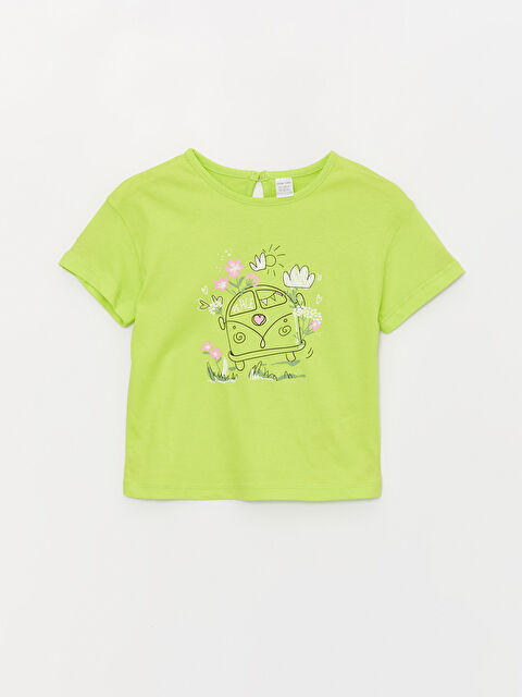 LCW baby Crew Neck Short Sleeve Printed Baby Girls' T-Shirt - S3IE07Z1-JT3