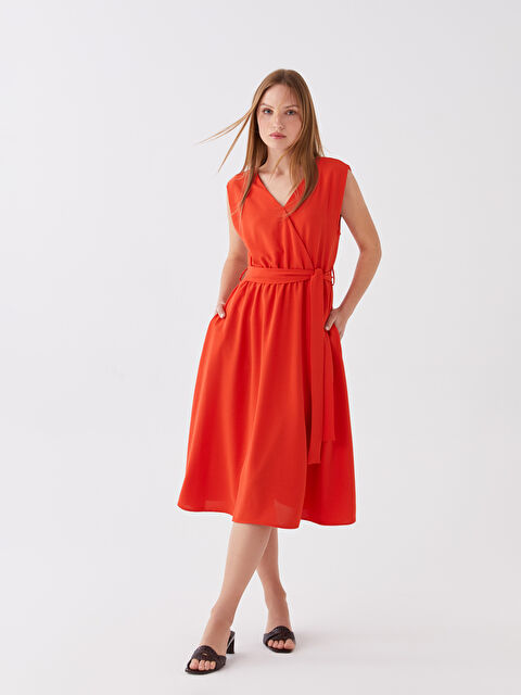 LCWAIKIKI Classic Kadın Kruvaze Yaka Düz Elbise - S3IG36Z8-V8G