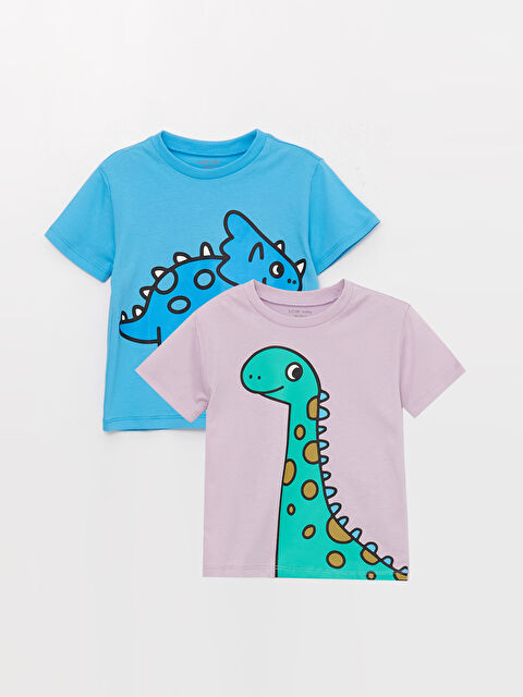 LCW baby Crew Neck Printed Baby Boys T-Shirt 2 Pack - S3IL69Z1-FNN