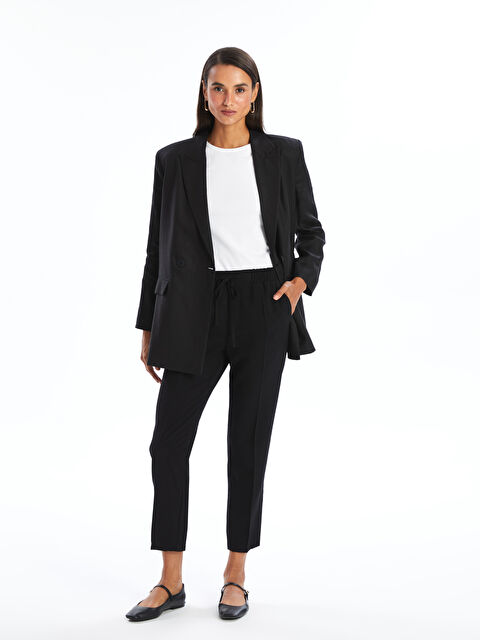 LCW Modest Women's Elasticated Waist Carrot Fit Plain Trousers - S3IP08Z8-RQL