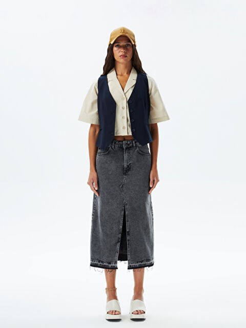 XSIDE High Waist Tight Fit Women Jean Skirt - S3IQ81Z8-SUV