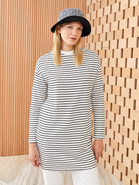 LCW Modest Tunique en Sweatshirt à Rayures à Manches Longues pour Femmes avec Col Cheminée - S3IU98Z8-LFC