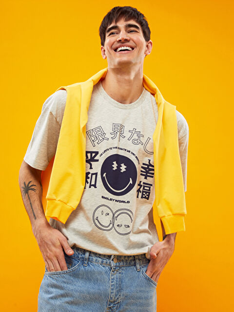 SmileyWorld Bisiklet Yaka Kısa Kollu Baskılı Penye Erkek Tişört - S3IY52Z8-LAK