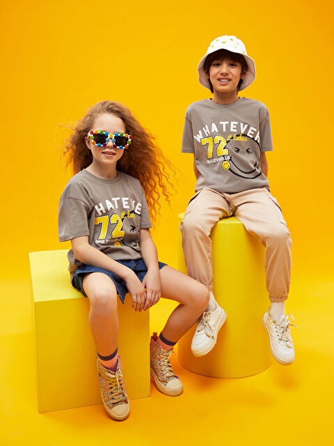 SmileyWorld Bisiklet Yaka Baskılı Kısa Kollu Unisex Çocuk Tişört - S3IY67Z4-R17