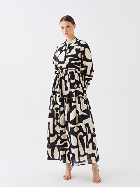 LCW Modest Hakim Yaka Desenli Uzun Kollu Kadın Elbise - S3IY90Z8-LQJ