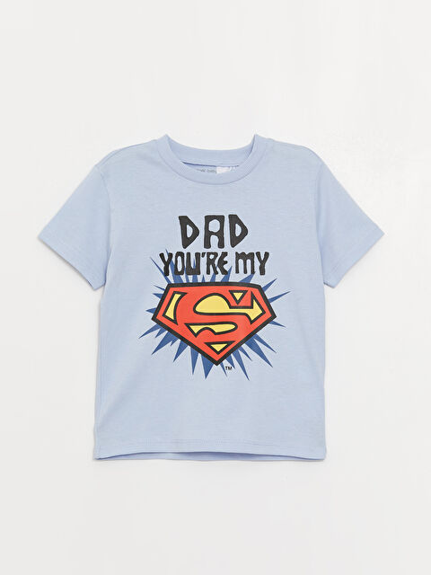 LCW baby Crew Neck Short Sleeve Superman Printed Baby Boy T-Shirt - S3J168Z1-SX1