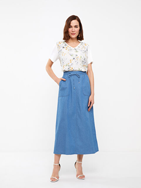 LCW Grace Elasticated Waist Women's Denim Skirt - S3J175Z8-563