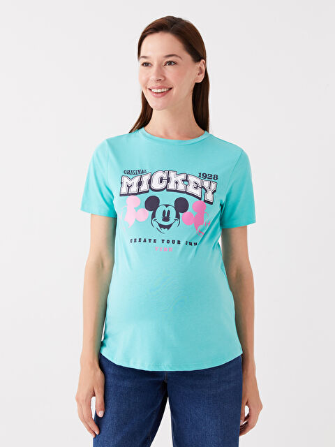 LCWAIKIKI Maternity Crew Neck Mickey Mouse Printed Short Sleeve Maternity T-Shirt - S3J504Z8-FLM