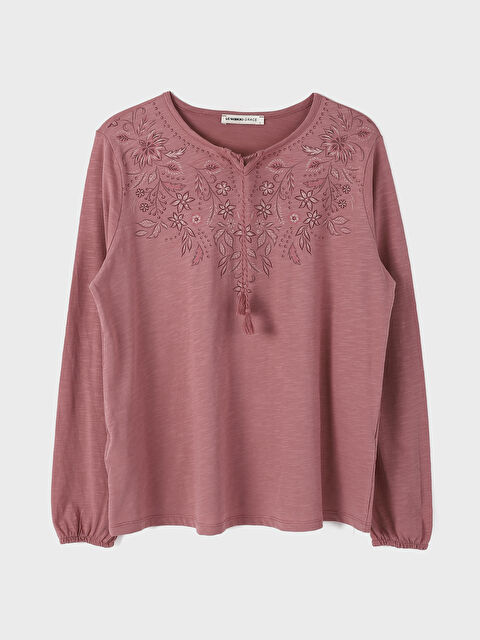 LCW Grace Tie Neck Printed Long Sleeve Women's Blouse - S3J756Z8-GVH