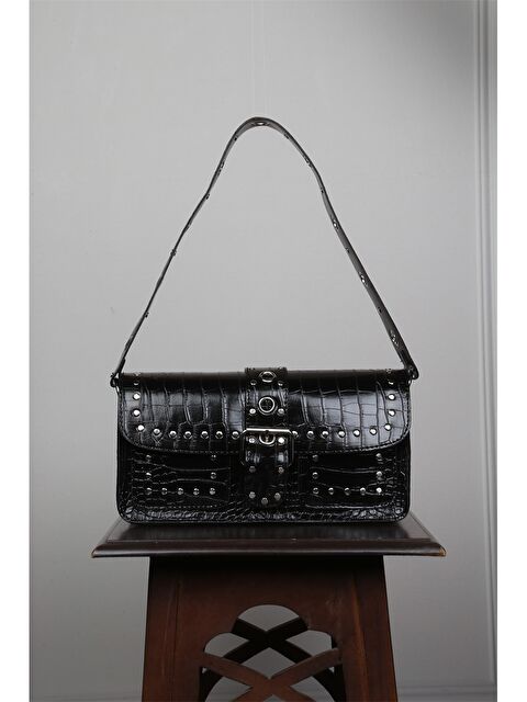 Stilgo Deri Görünümlü Kroko Desenli Kadın Omuz Çantası