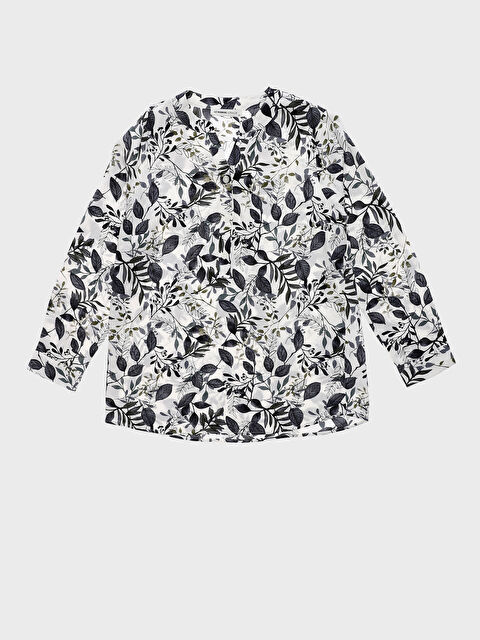 LCW Grace Notch Neck Patterned Long Sleeve Women's Blouse - S3JA61Z8-LQA