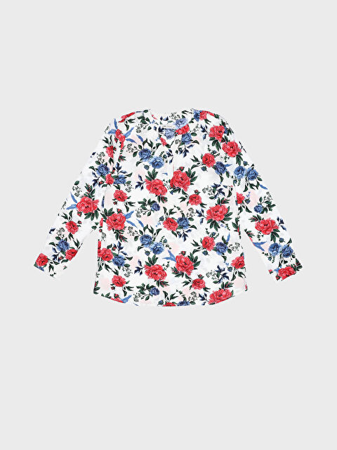 LCW Grace بلوزة نسائية كم طويل بنقشة وياقة بشق - S3JA61Z8-SWC