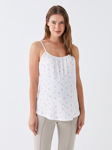 LCWAIKIKI Maternity U Yaka Desenli Askılı Hamile Bluz - S3JA74Z8-LU7