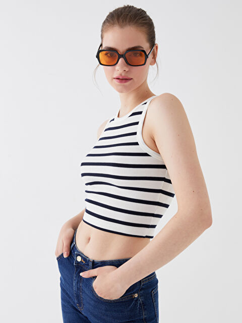 LCW Vision Crew Neck Striped Women's Crop Top - S3JB10Z8-LGS