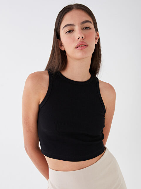 LCW Vision Women's Crew Neck Plain Crop Top - S3JB12Z8-CVL