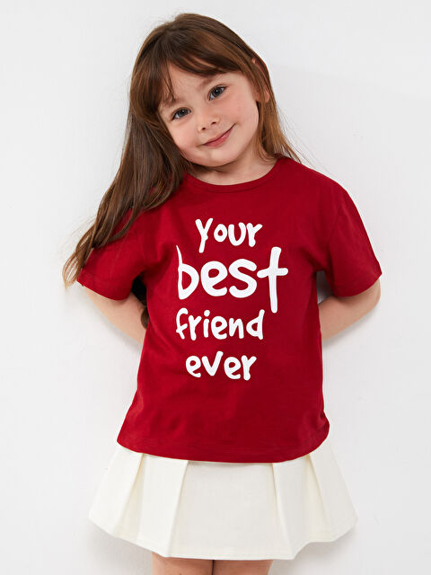 LCW baby Bisiklet Yaka Baskılı Kız Bebek Tişört - S3JG57Z1-14B