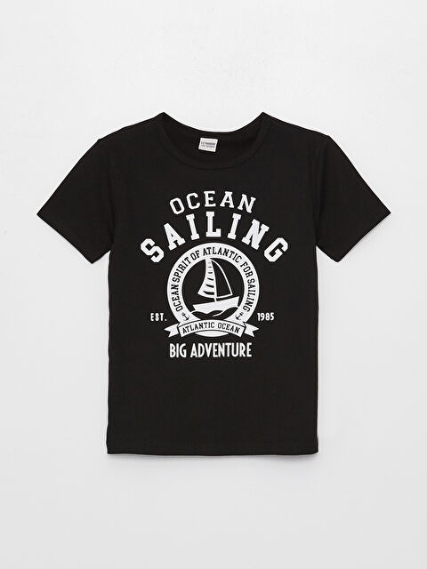 LCW Kids Bisiklet Yaka Baskılı Kısa Kollu Erkek Çocuk Tişört - S3JG66Z4-3Q5