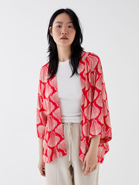 LCW Vision كيمونو نسائي واسع بنقشة وياقة شال - S3JI91Z8-LT9