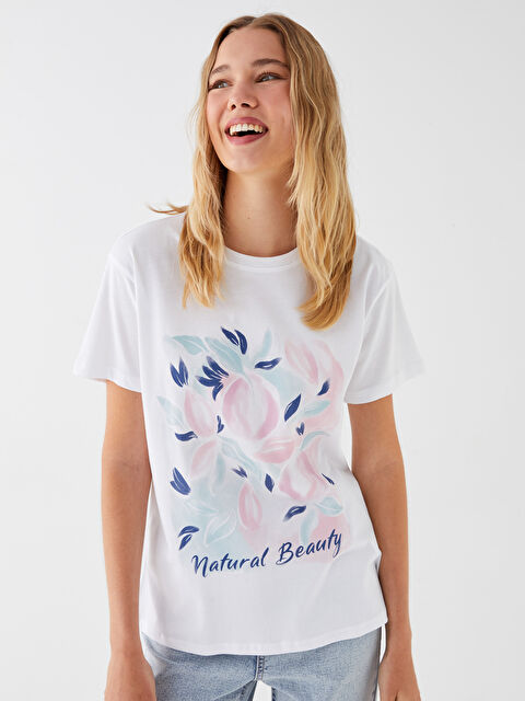 LCW Vision Crew Neck Printed Short Sleeve Women's T-Shirt - S3JJ12Z8-Q6K