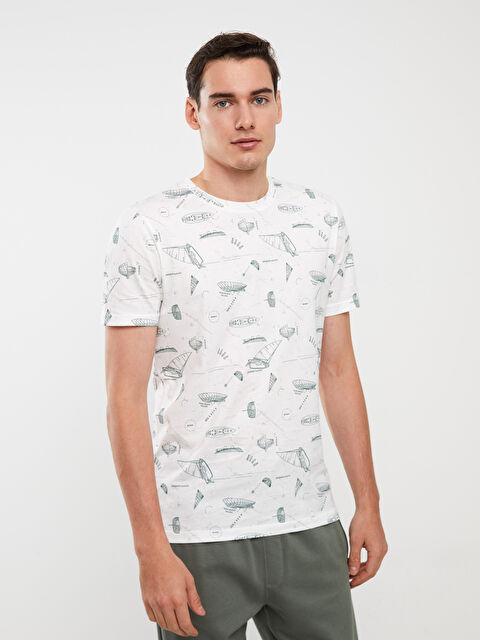 SOUTHBLUE تي شيرت رجالي جيرسي بياقة دائرية وأكمام قصيرة ونقشة - S3JM34Z8-R5B
