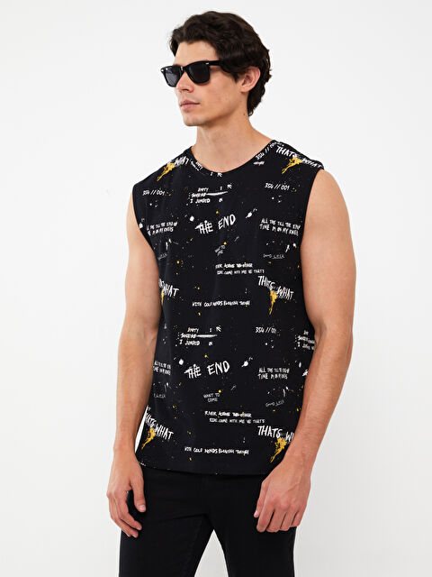 XSIDE Crew Neck Printed Jersey Men's Sleeveless T-Shirt - S3JM37Z8-CVL