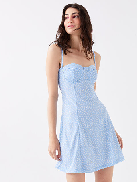 LCW Vision Kalp Yaka Çiçekli Askılı Elbise - S3JM41Z8-LQQ