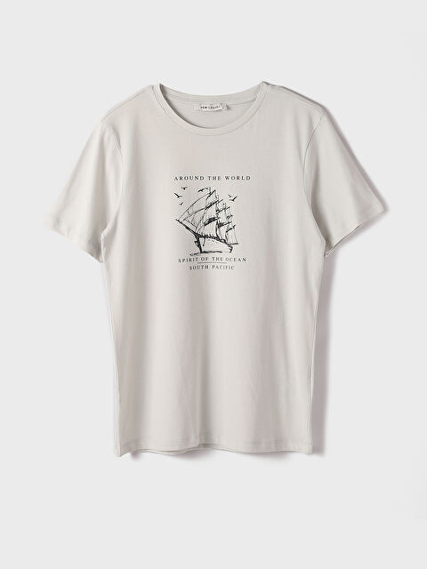 SOUTHBLUE Crew Neck Short Sleeve Printed Combed Cotton Men's T-shirt - S3JM54Z8-RRX