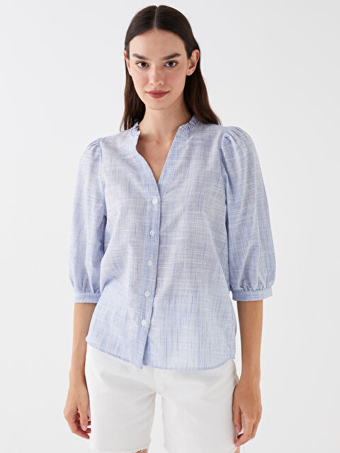 LCW Vision Notch Neck Patterned Women's Blouse - S3JO53Z8-LEN
