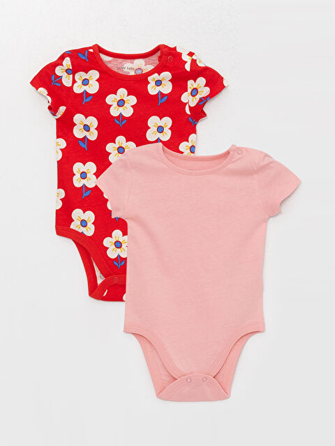 LCW baby یه‌خه‌ خڕ قۆڵ كورت چاپکراو جل و بەرگی جەستە کچانی ساوا دوو دانە پێکەوە - S3JO66Z1-LTQ