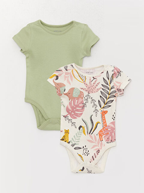 LCW baby بدلة الجسم ديال البيبي بنت كول مدور بجوج ديال الباكات - S3JP36Z1-LRB