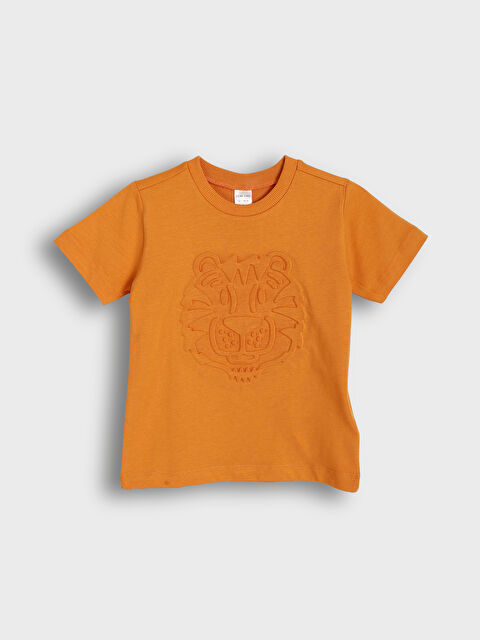 LCW baby Crew Neck Short Sleeve Printed Baby Boys' T-Shirt - S3JP99Z1-GKW