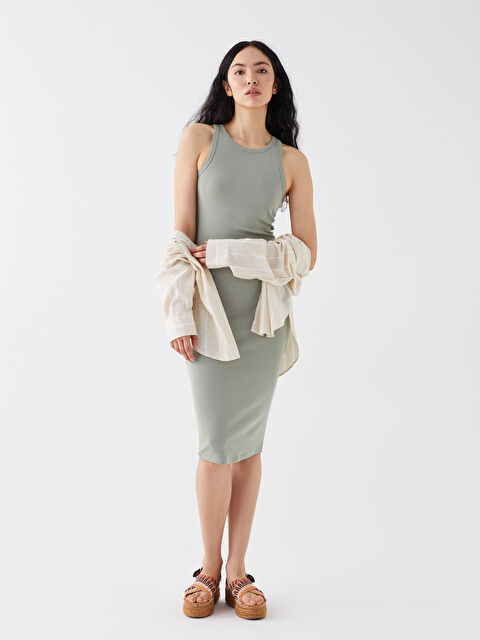 LCW Vision فستان ضيّق على الجسم بياقة دائرية للسيدات - S3JS07Z8-GLJ