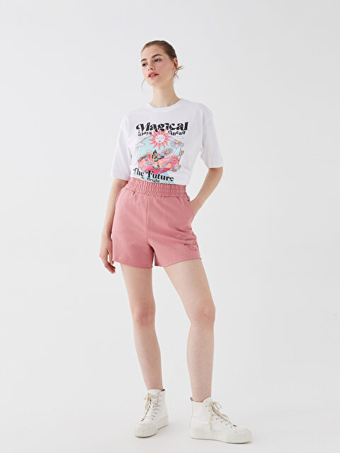 LCW Vision Beli Lastikli Rahat Kalıp Baskılı Kadın Şort - S3JU86Z8-GPV