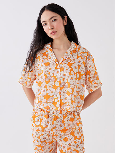 LCW Vision Floral Short-Sleeve Crop Women's Shirt - S3JV03Z8-LRA