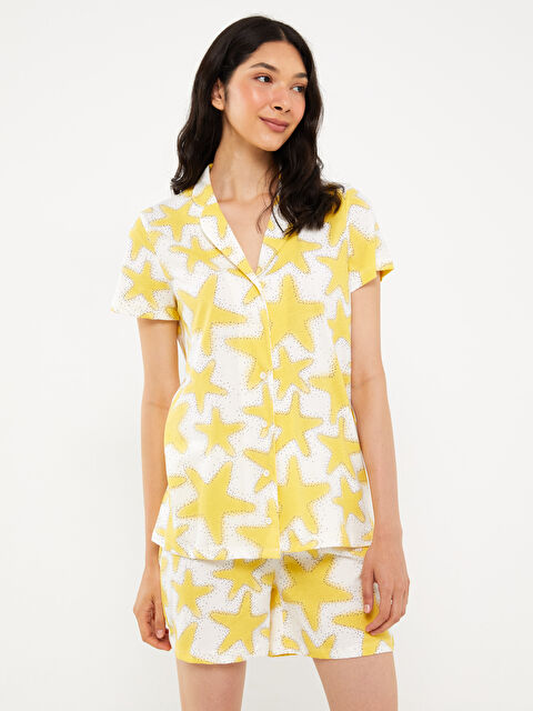 LCW Young Gömlek Yaka Desenli Kadın Şortlu Pijama Takımı - S3JY20Z8-LRA
