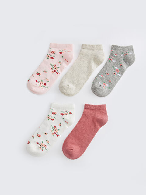 LCW DREAM Floral Women's Trainer Socks 5 Pack - S3K155Z8-FSA