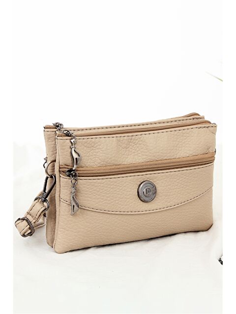 Bipanya Deri Görünümlü Çok Bölmeli Fermuarlı Kadın Omuz Çantası - S3K442Z8-EHW