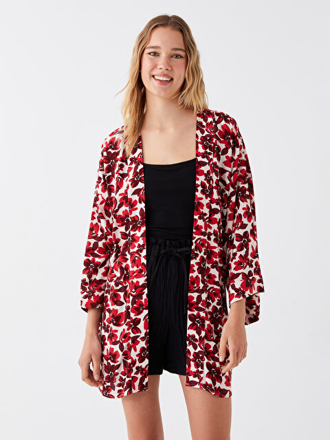 LCW Vision Şal Yaka Çiçekli Kadın Kimono